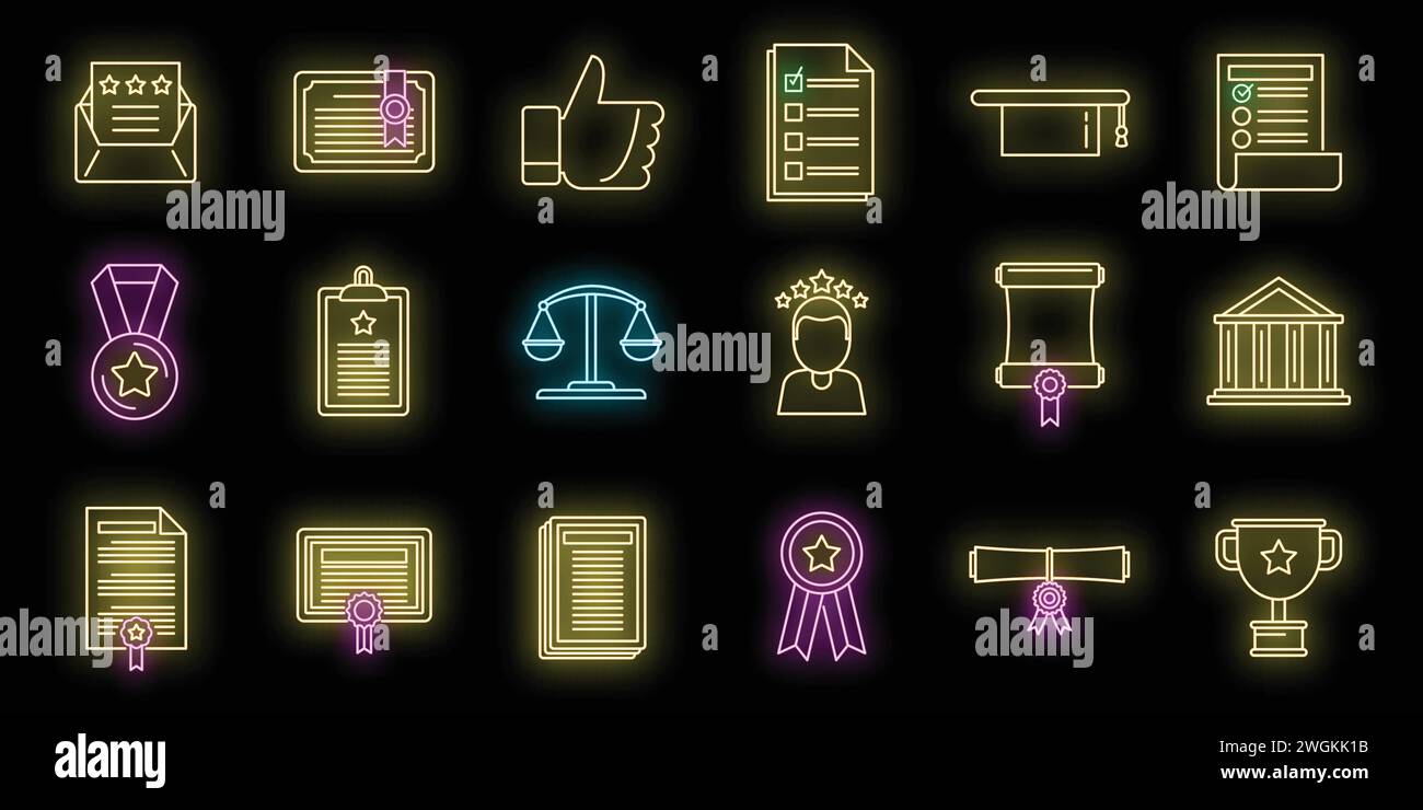 Online attestation service icons set. Outline set of Online attestation ...