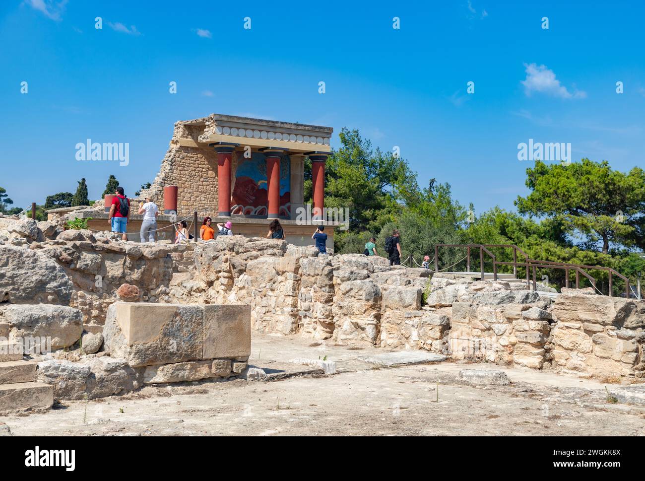 A picture of the North Entrance and the Bull Fresco at the Knossos Palace. Stock Photo