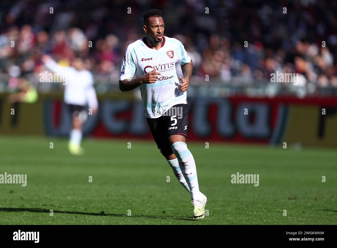 Jerome Boateng of Us Salernitana looks on during the Serie A match beetween Torino Fc and Us Salernitana at Stadio Olimpico on February 4 2023 in Turin, Italy . Stock Photo