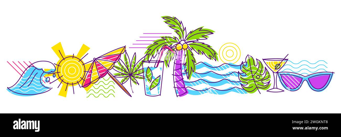 Background with summer items. Stylized beach objects Stock Vector Image ...