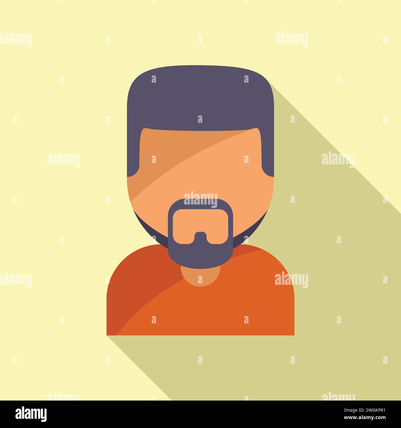 Beard mustache icon flat vector. Head fashion. Short model hand Stock