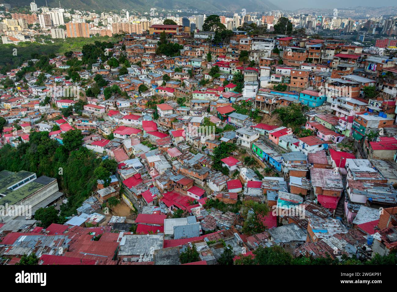 San Agustín del Sur, a popular neighborhood in Caracas, is home to more than 47,000 inhabitants. It can be seen from any part of downtown Caracas than Stock Photo