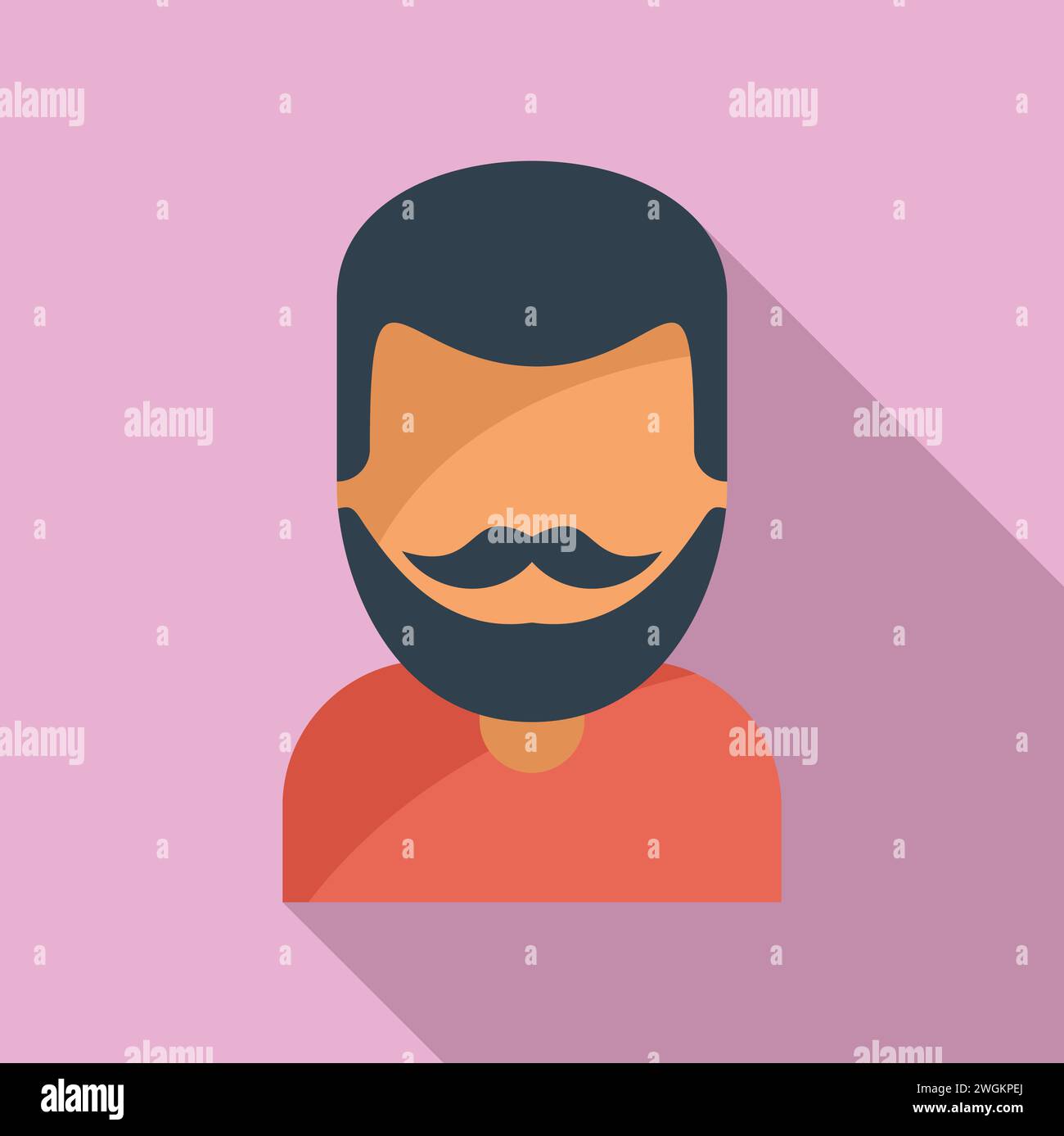 Aged man mustache icon flat vector. Beard style model. Barber fashion