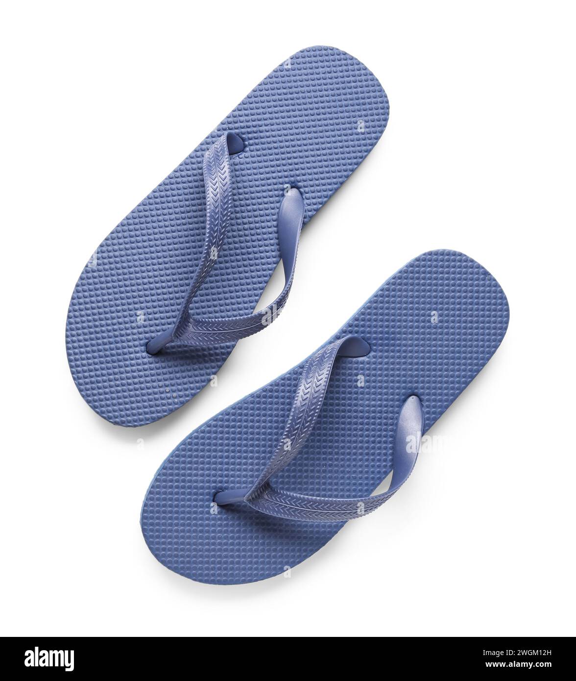 Blue female flip flops on white background Stock Photo - Alamy