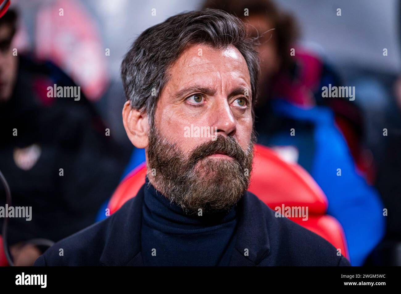 Madrid, Madrid, Spain. 5th Feb, 2024. Quique Sanchez Flores, head coach of Sevilla, seen before the La Liga EA Sports 2023/24 football match between Rayo Vallecano vs Sevilla at Estadio Vallecas in Madrid, Spain. (Credit Image: © Alberto Gardin/ZUMA Press Wire) EDITORIAL USAGE ONLY! Not for Commercial USAGE! Stock Photo