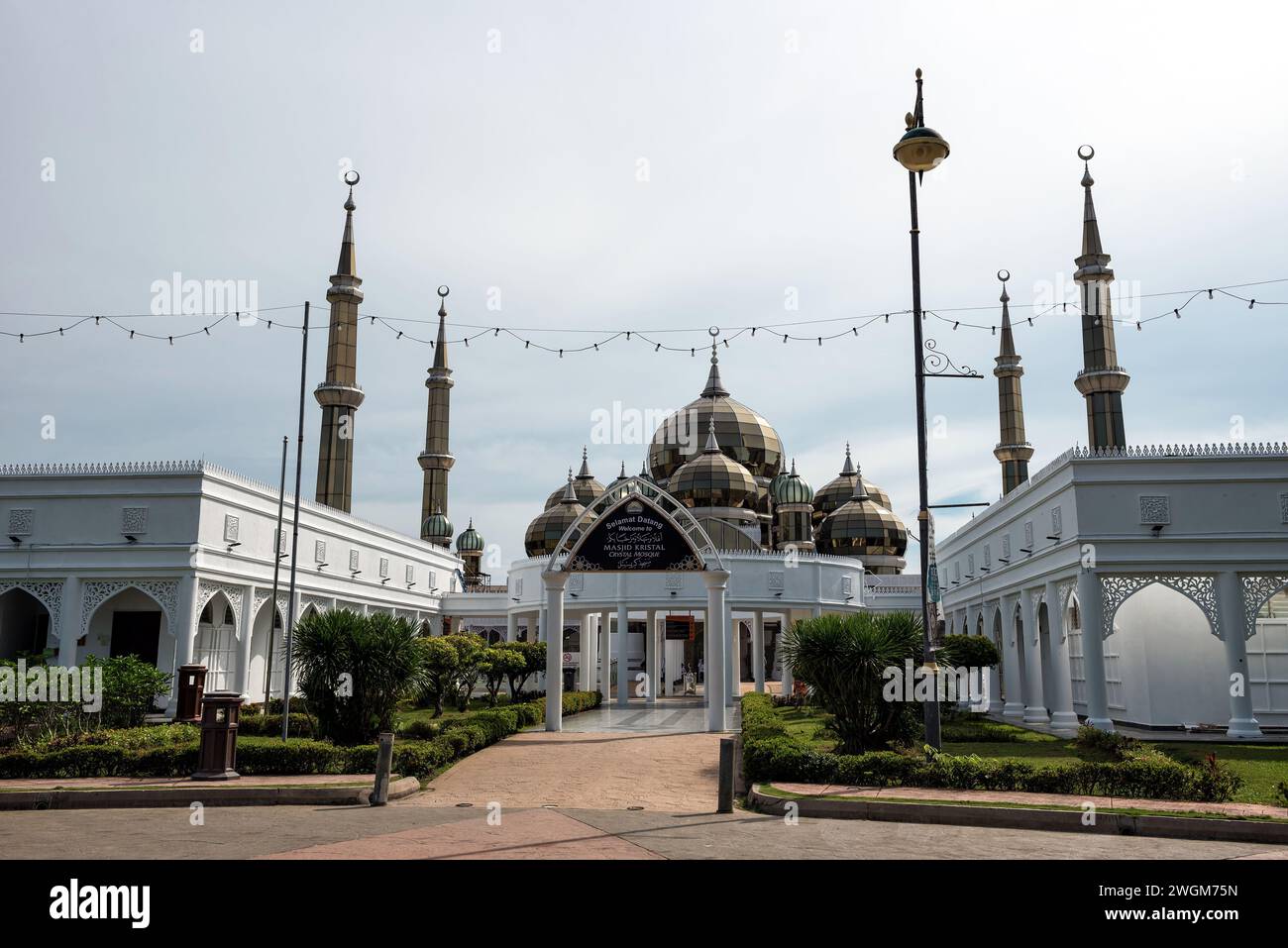 Crystal Mosque, Terengganu, Malaysia - A grand structure made of steel, glass and crystal. The mosque is located at Islamic Heritage Park on the islan Stock Photo