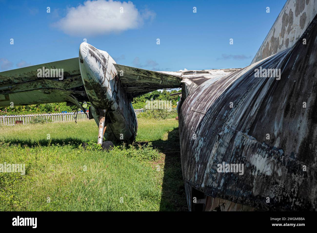 Pearl Airport, the island's former airport where the shells of abandoned airplanes remain, Grenada, West Indies Stock Photo