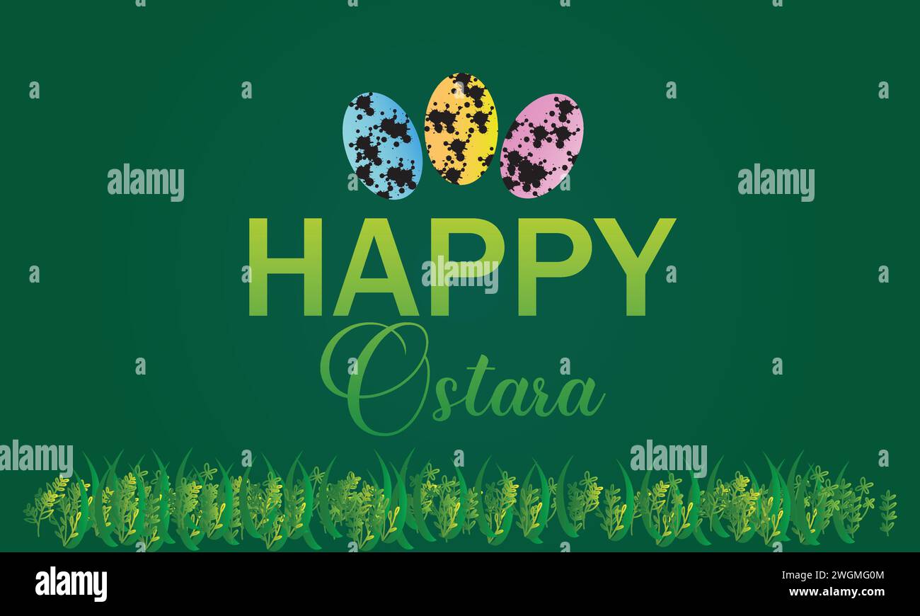 Happy Ostara stylish text illustration design Stock Vector