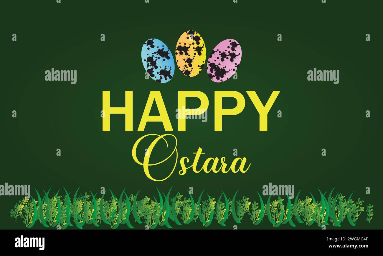 Happy Ostara stylish text illustration design Stock Vector