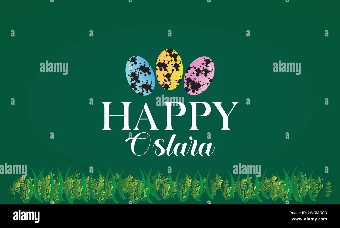 Happy Ostara stylish text illustration design Stock Vector