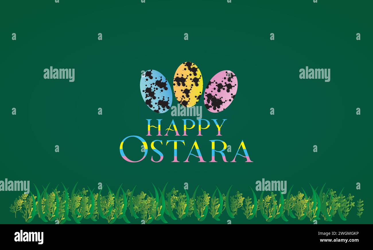 Happy Ostara stylish text illustration design Stock Vector
