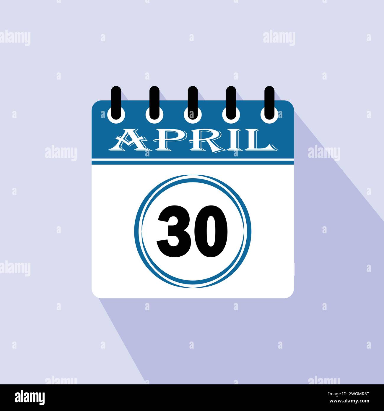 Icon calendar day - 30 April. 30th days of the month, vector illustration. Stock Vector