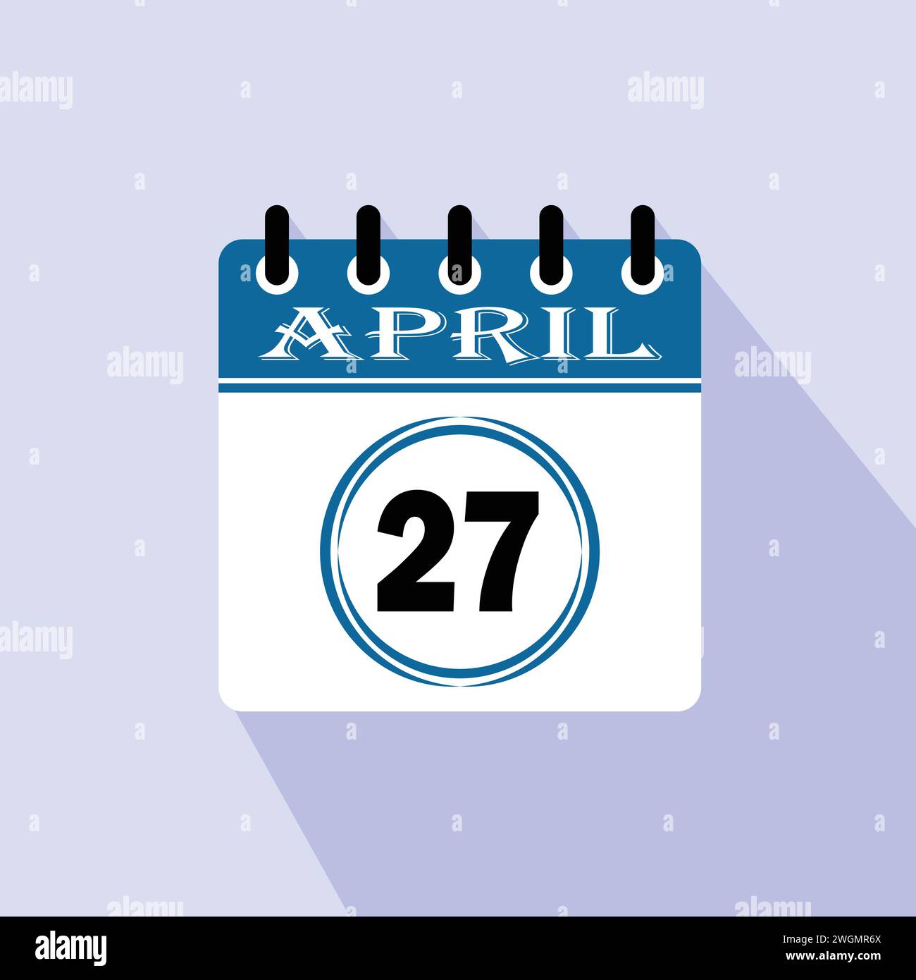 Icon calendar day - 27 April. 27th days of the month, vector illustration. Stock Vector