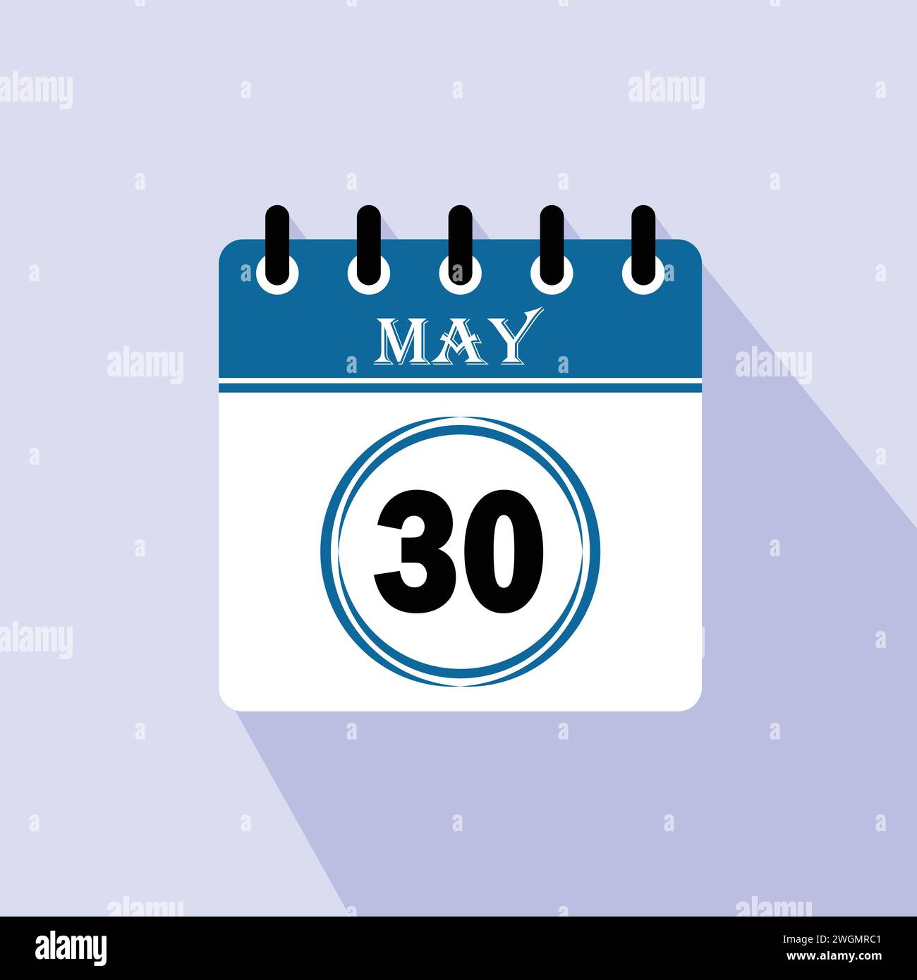 Icon calendar day - 30 May. 30 days of the month, vector illustration. Stock Vector