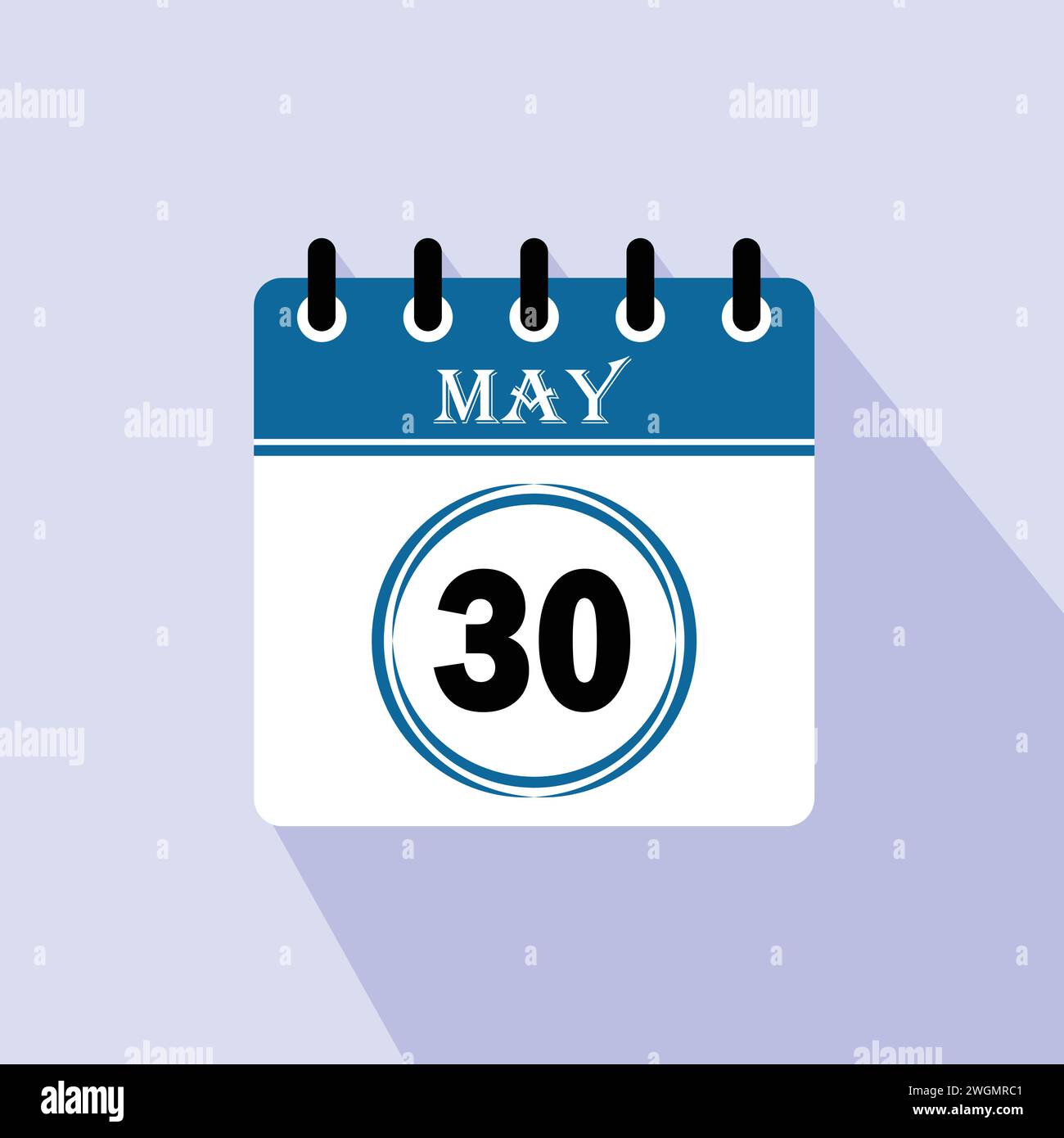 Icon calendar day 30 May. 30 days of the month, vector illustration