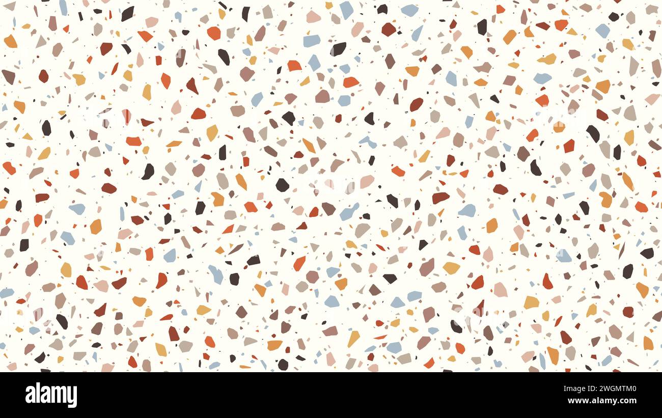 Terrazzo tile mosaic pattern, terazzo marble texture for terazo floor, vector seamless background. Abstract geometric pattern with color stones print, Terrazzo modern flooring of marble or quartz Stock Vector
