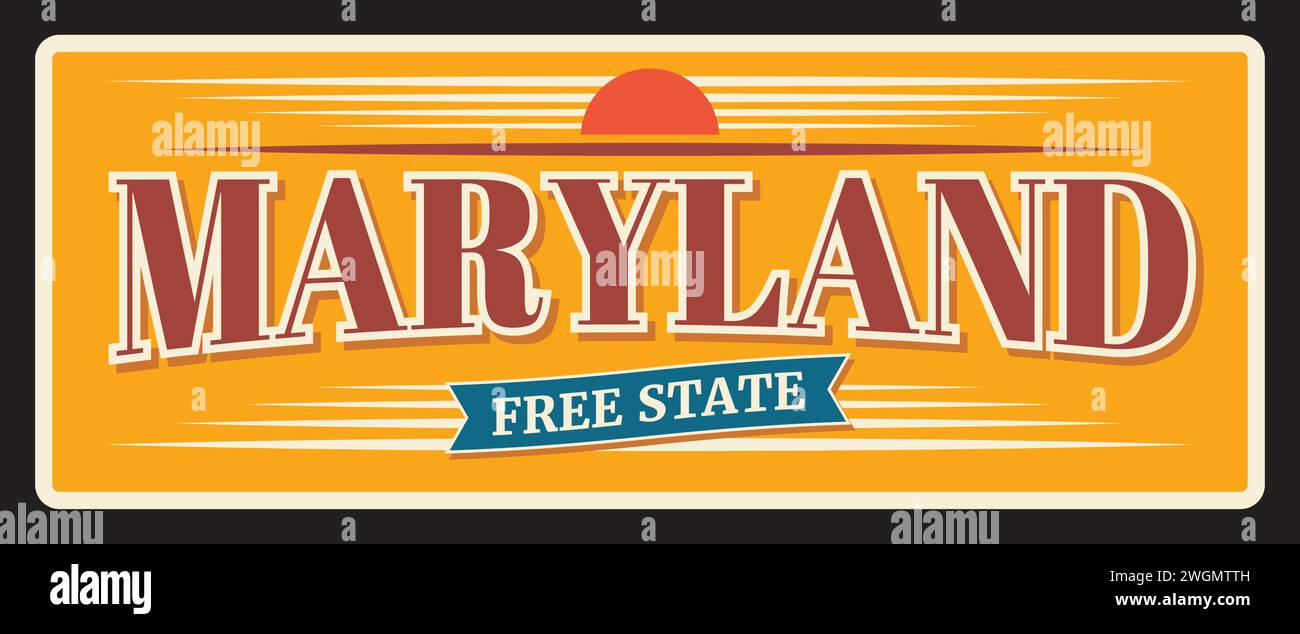Maryland vintage vector sign, USA travel plate. Annapolis capital ...