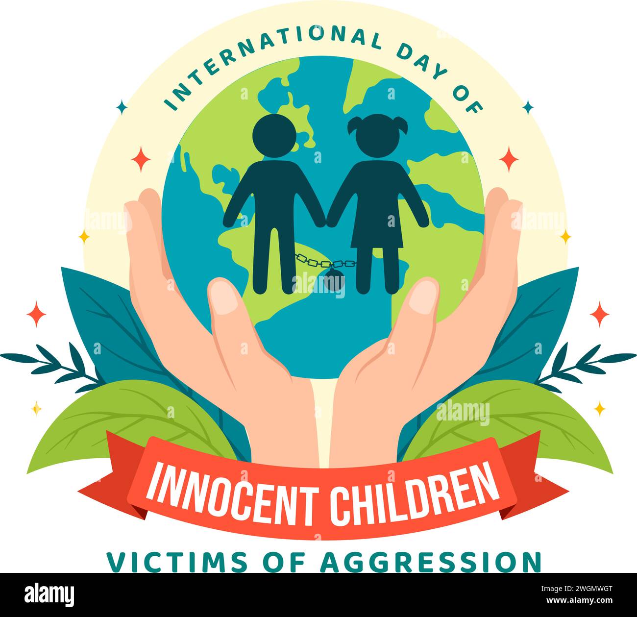 International Day of Innocent Children Victims of Aggression Vector Illustration on 4 June with Kids Sad Pensive and Cries in Flat Cartoon Background Stock Vector