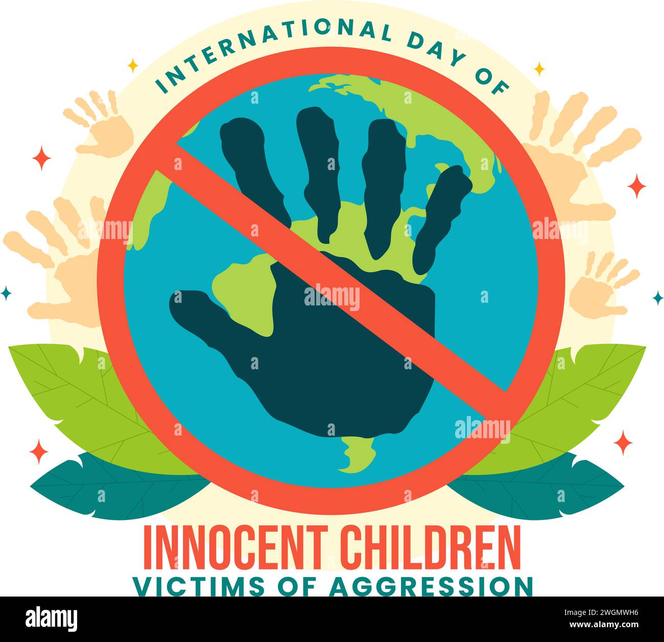 International Day of Innocent Children Victims of Aggression Vector Illustration on 4 June with Kids Sad Pensive and Cries in Flat Cartoon Background Stock Vector