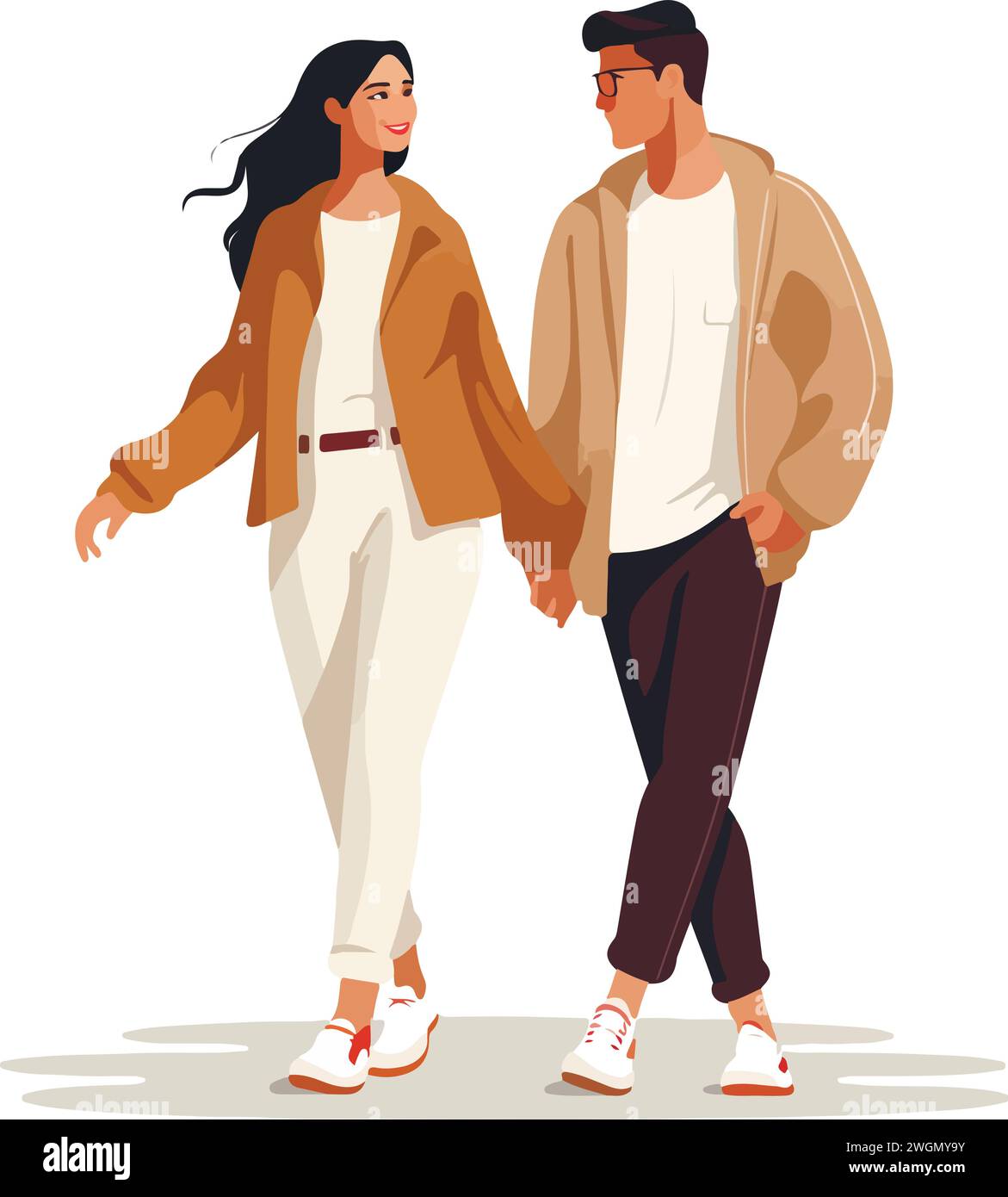Two couples walking Stock Vector Images - Alamy