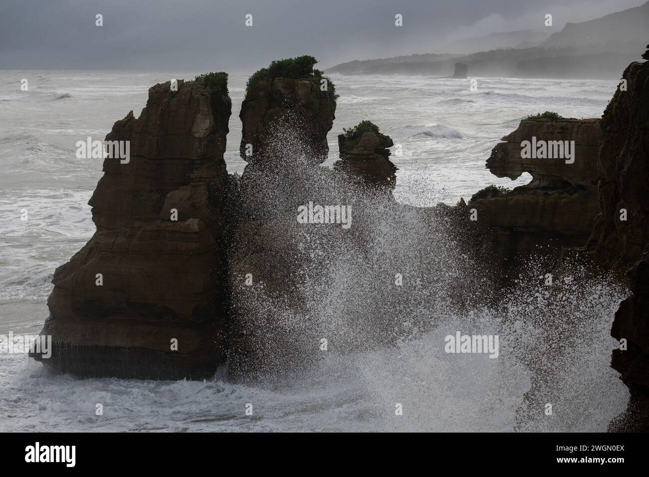 West Region Rocks Rock formations eroded to resemble various creatures, Pancake Rocks ...