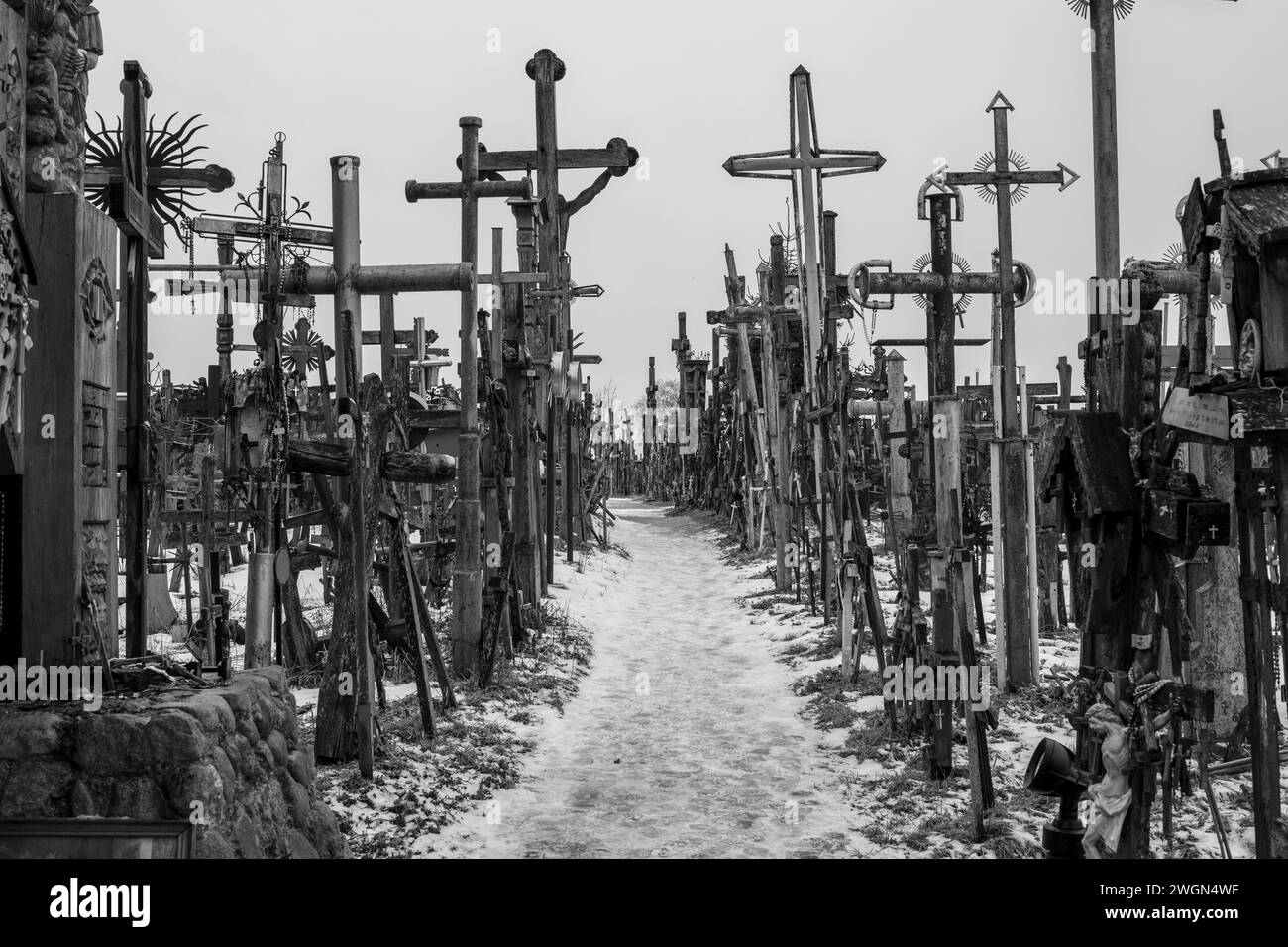 Lithuania's Hill of Crosses is a testament to the enduring faith of the Lithuanian people, who have preserved their spiritual heritage for generations Stock Photo