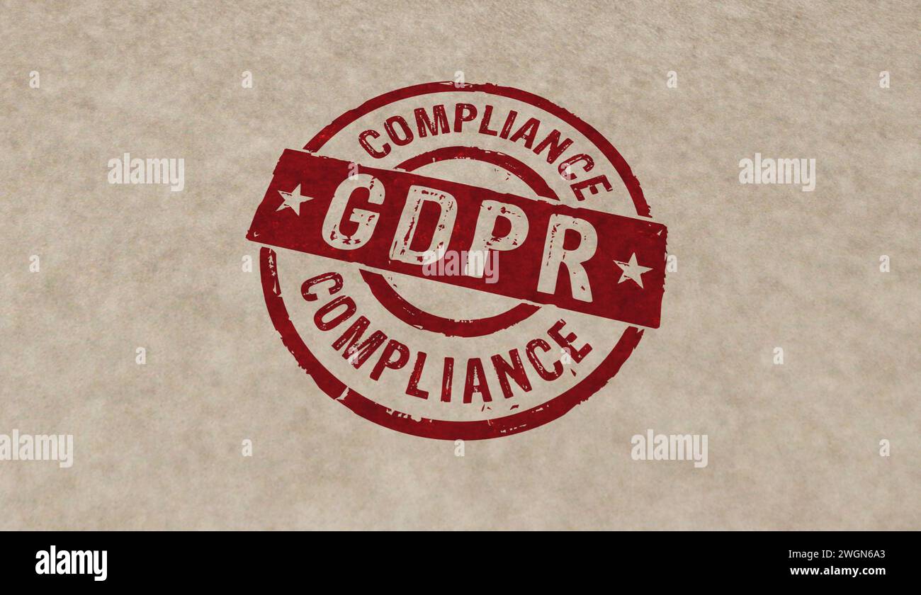 GDPR Compliance stamp icons in few color versions. General data protection regulation concept 3D rendering illustration. Stock Photo