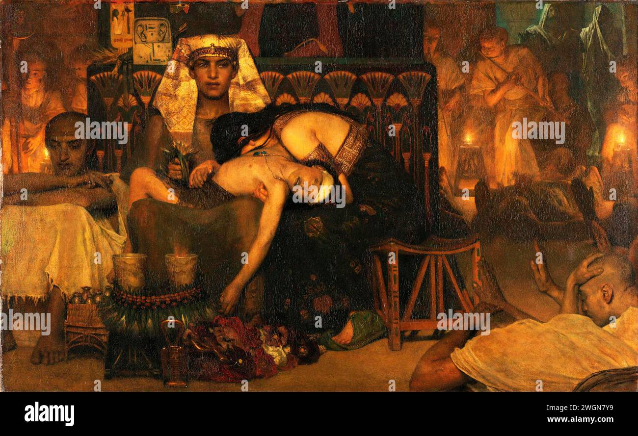 The Death of the Pharaoh’s Firstborn Son by Lourens Alma Tadema  in 1872 Stock Photo