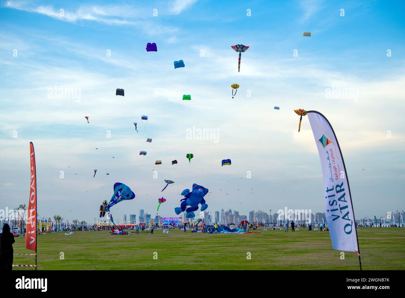 Doha, Qatar Jan 26 2024 Spectators enjoy the large kites flying at