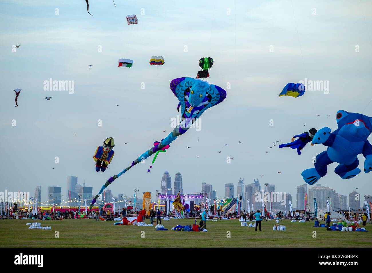 Doha, Qatar Jan 26 2024 Spectators enjoy the large kites flying at