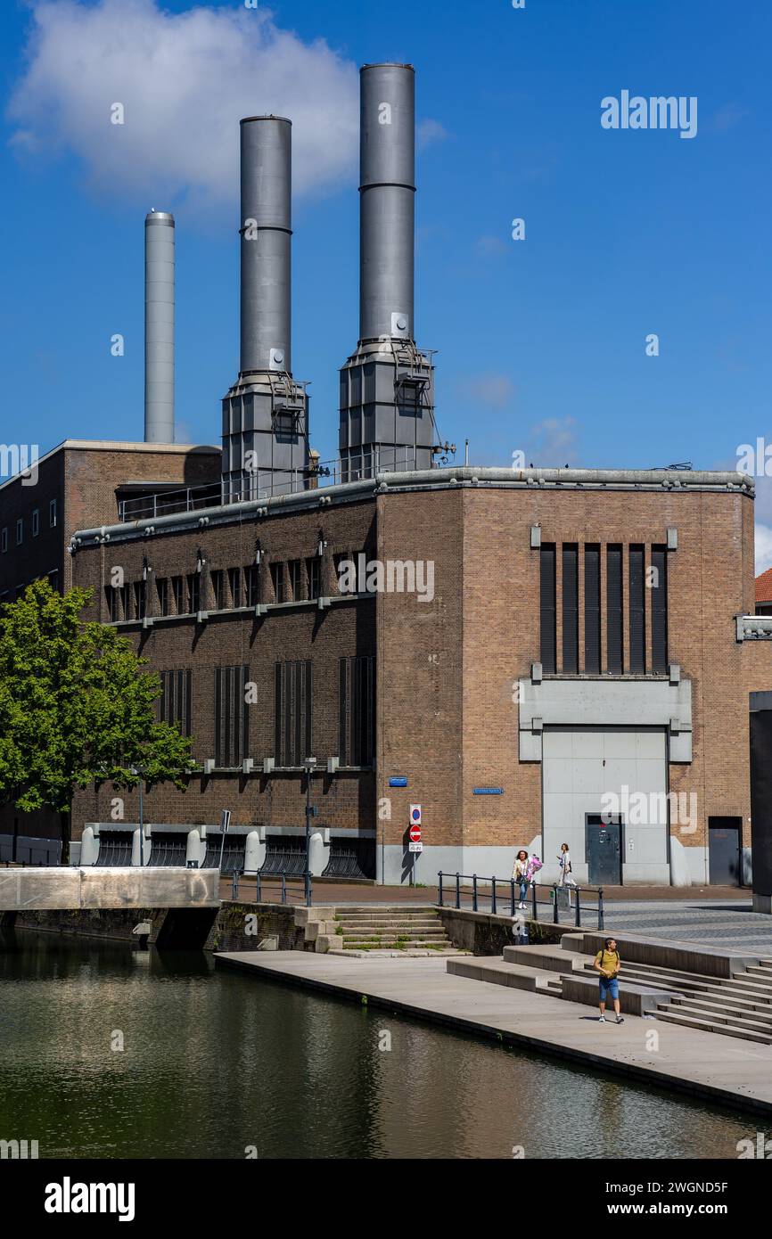 the heating plant power station at Delftsevaart Rotterdam, Stock Photo