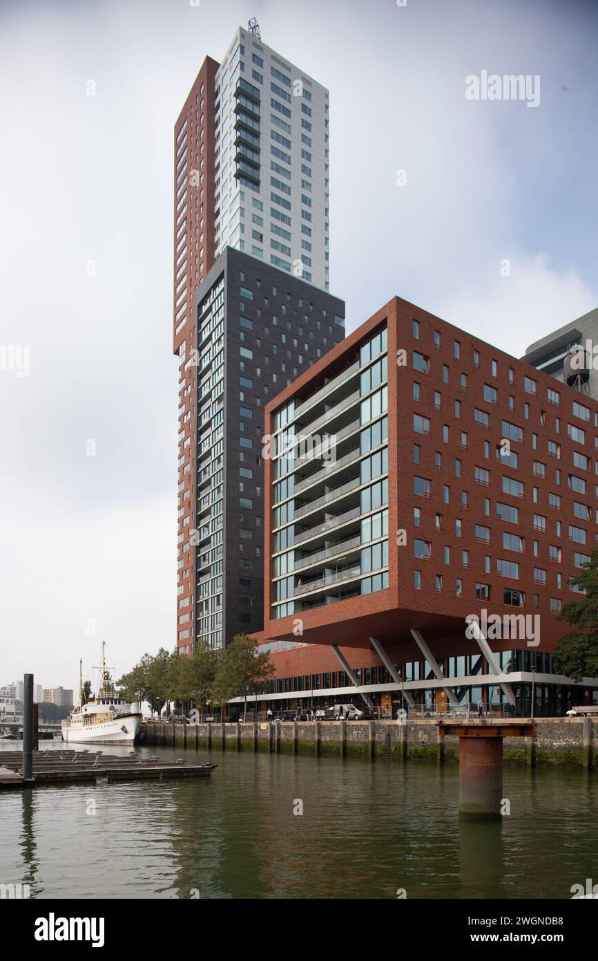 The impressive and award winning Montevideo Building at the Wilhelminapier in Rotterdam, the Netherlands Stock Photo