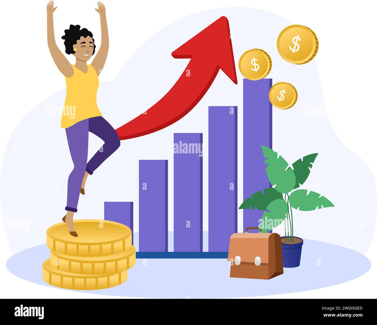 Raising illustration. workers, managers, woman, businessmen running up ...