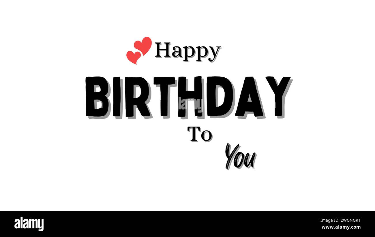 Happy birthday to you lettering text banner, black color. Vector