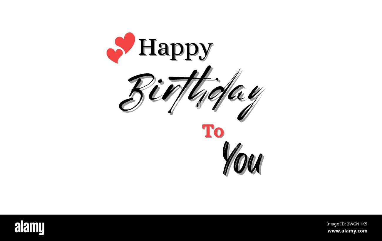 Happy birthday to you lettering text banner, black color. Vector