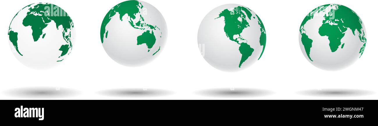 World maps realistic with shadow on transparent background. Stock Vector