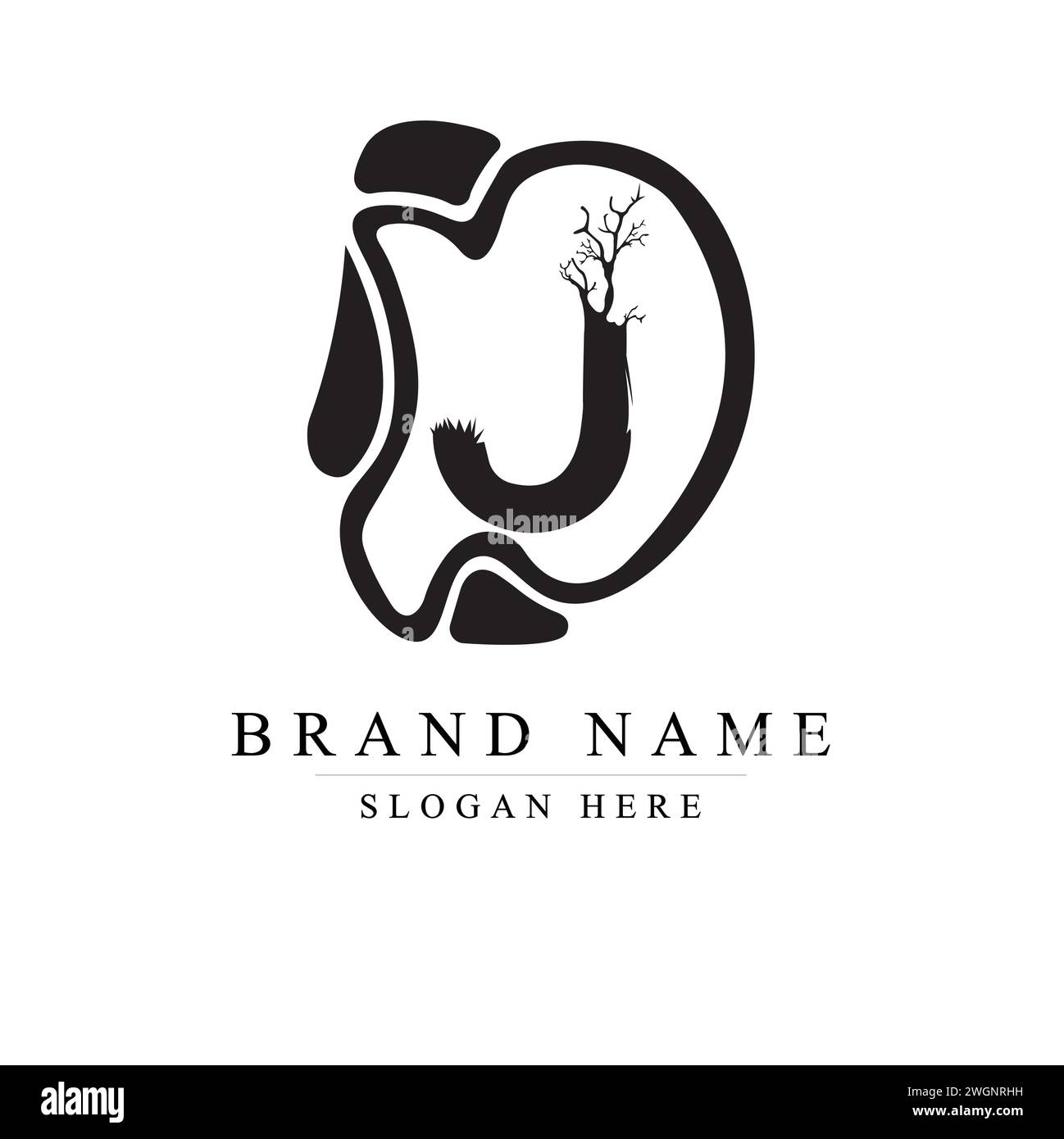 The Tree-Inspired J Logo for Premium Brands, The Tree-Inspired J Logo for Premium Brands Stock Vector