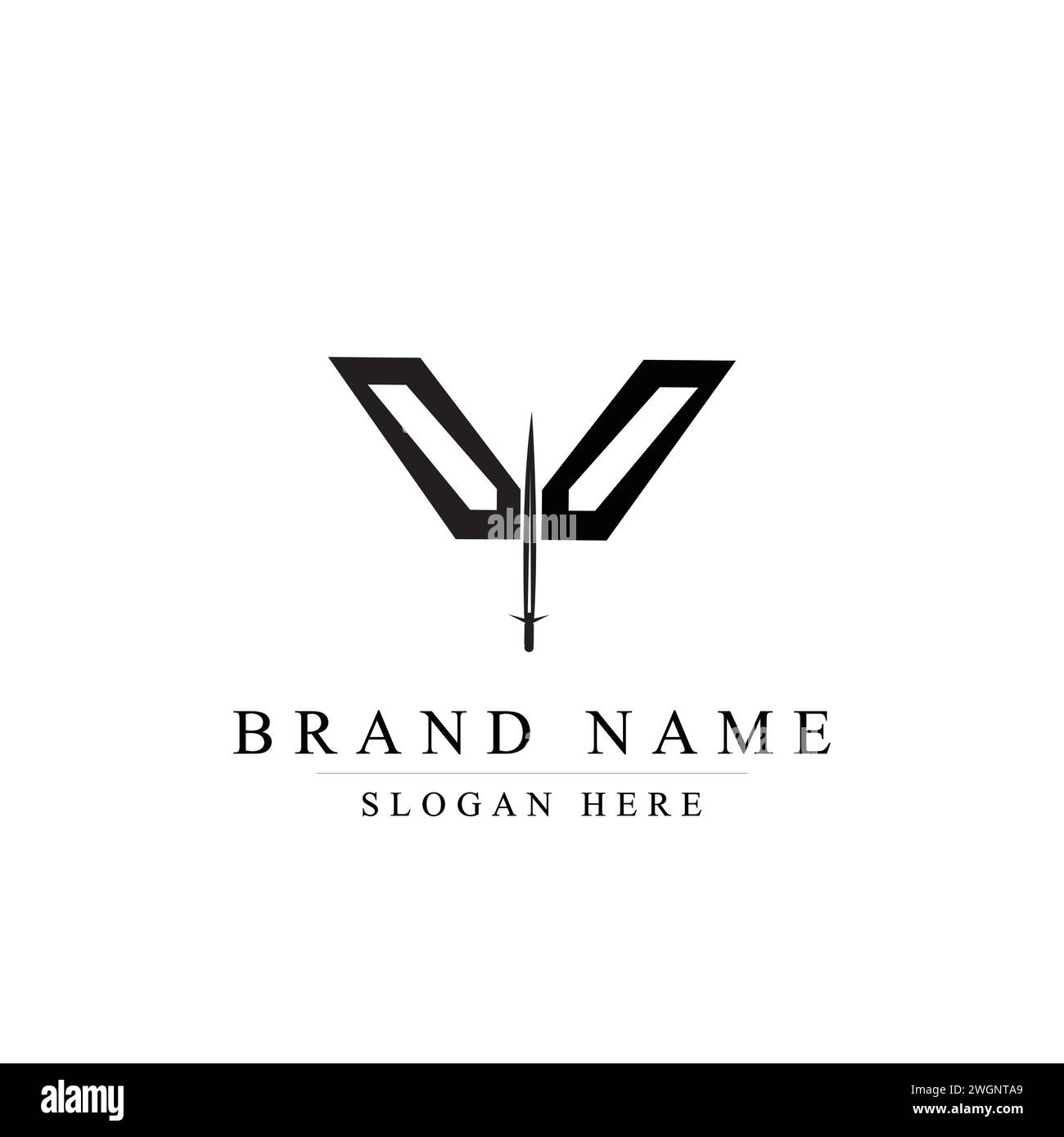 Letter W Sword Logo Design Vector Icon Graphic Emblem Illustration Stock Vector