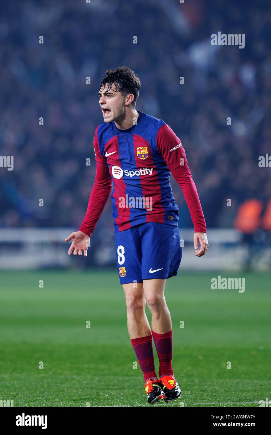 Barcelona, Spain. 27th Jan, 2024. Pedri celebrates after scoring a goal during the LaLiga EA Sports match between FC Barcelona and Villarreal CF at th Stock Photo