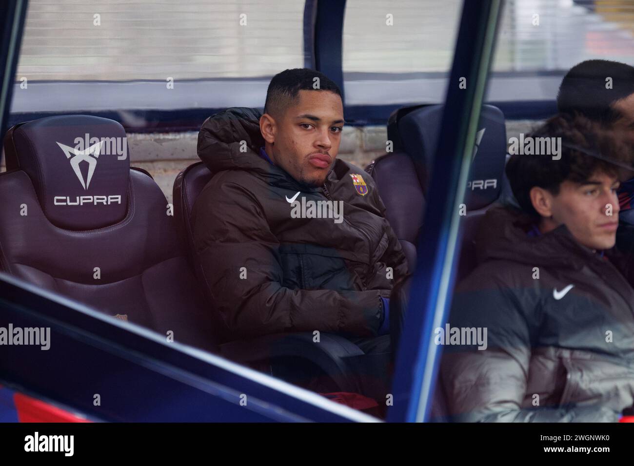 Barcelona, Spain. 27th Jan, 2024. Vitor Roque sits on the bench during the LaLiga EA Sports match between FC Barcelona and Villarreal CF at the Estadi Stock Photo