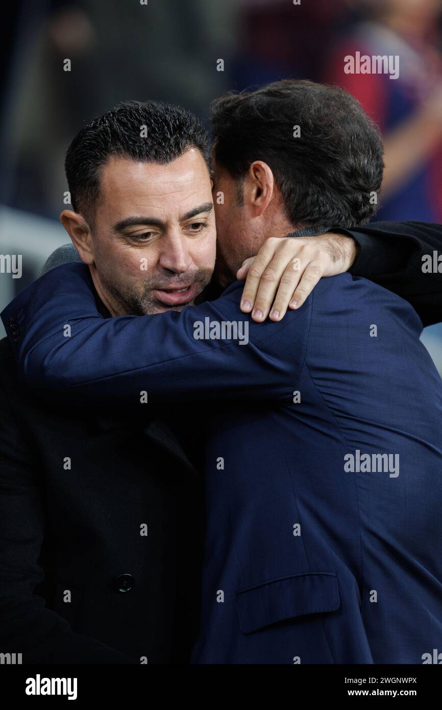 Barcelona, Spain. 27th Jan, 2024. The coach Xavi Hernandez in action during the LaLiga EA Sports match between FC Barcelona and Villarreal CF at the E Stock Photo