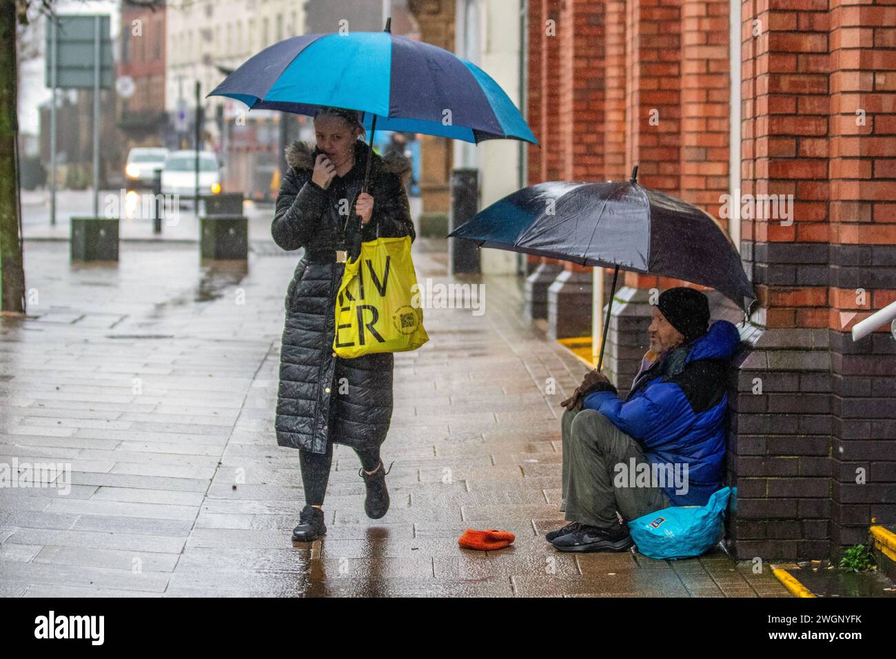 Preston, Lancashire. UK Weather 06 Feb 2024, Gusty winds and heavy rain