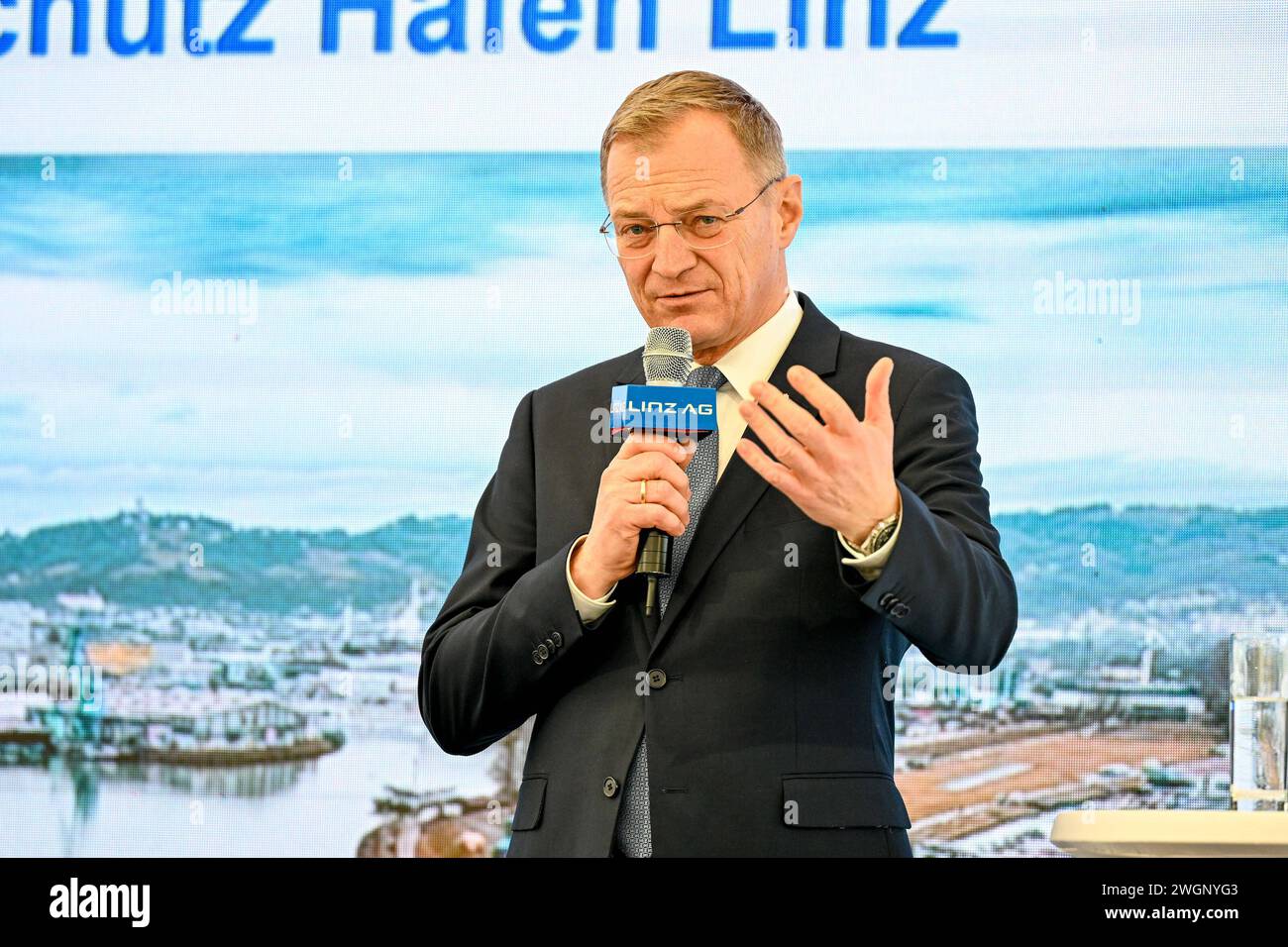 Spatenstich Hochwasserschutz Hafen Linz, 06.02.2024, Hafen Linz, AUT ...