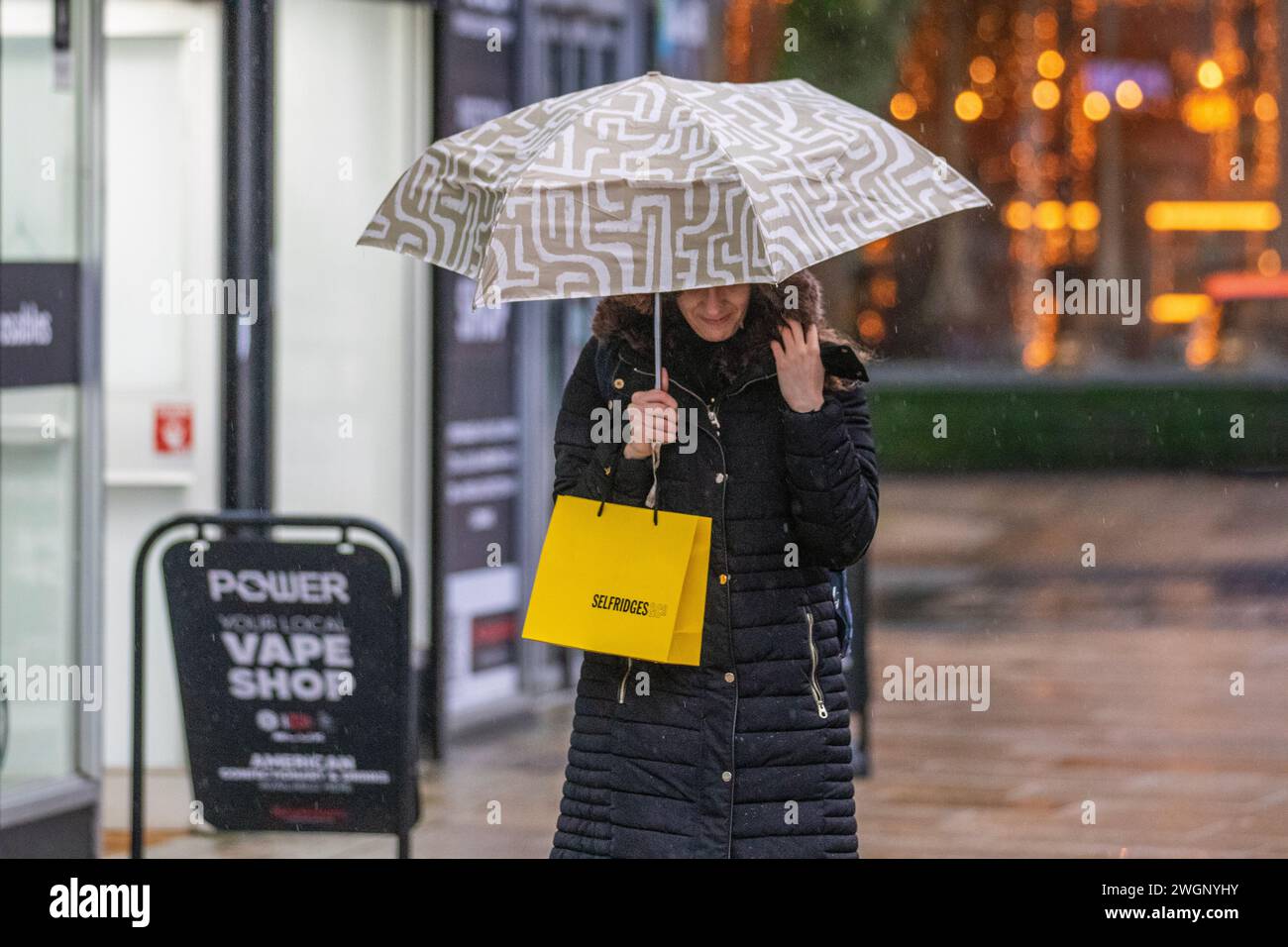 Preston, Lancashire. UK Weather 06 Feb 2024, Gusty winds and heavy rain