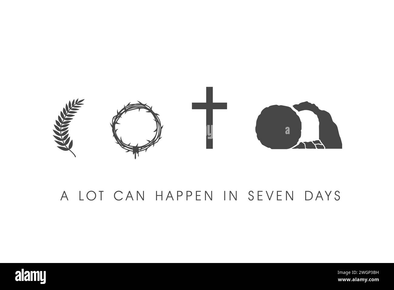 A lot can happen in seven days, Easter Sunday icons card. Palm Sunday