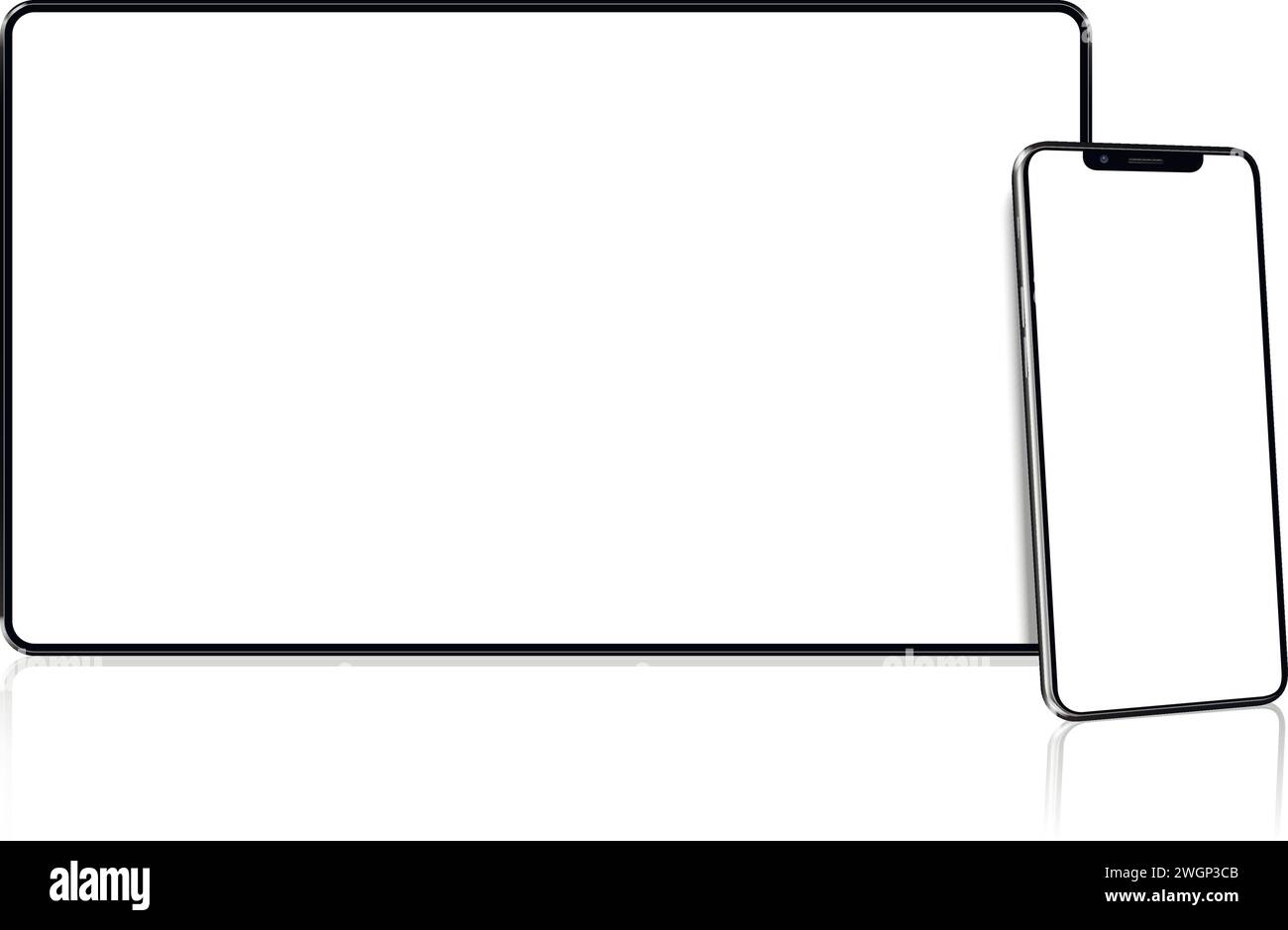 Realistic mockup tablet and smartphone with empty screens. Phone and ...