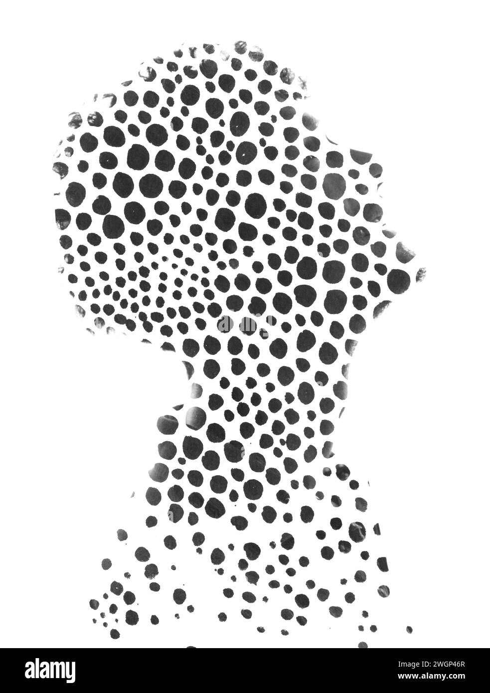 A pointelle male profile silhouette depicted in a double exposure ...