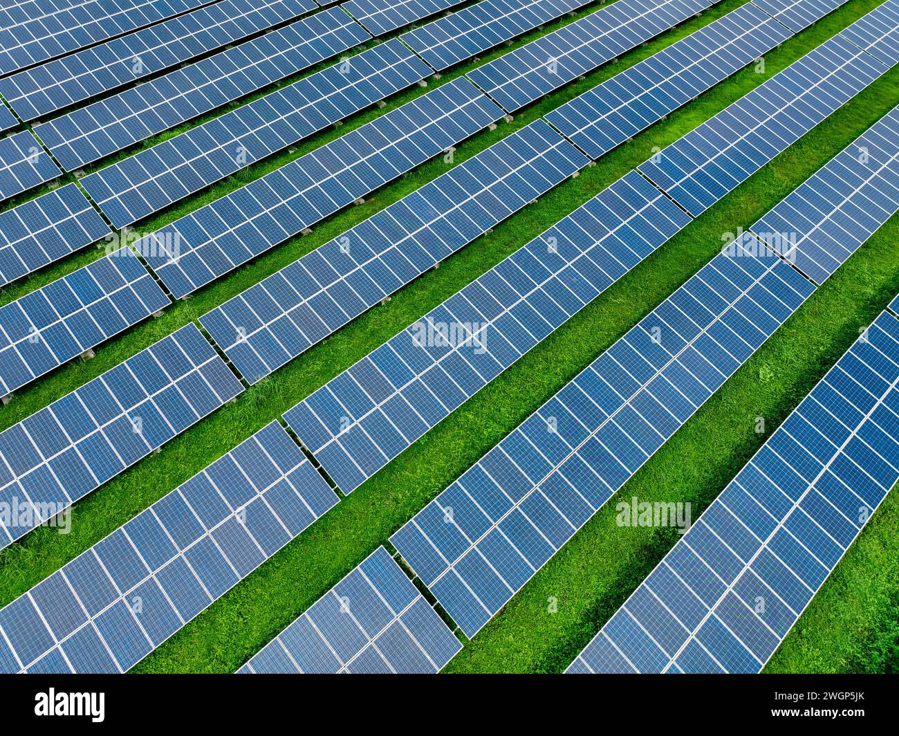 Aerial view of solar farm. Renewable energy for a sustainable future ...