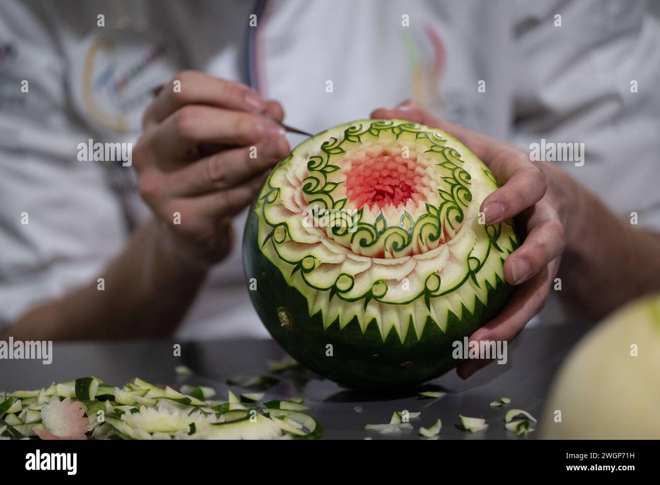 Stuttgart, Germany. 06th Feb, 2024. A participant in a Fruit and