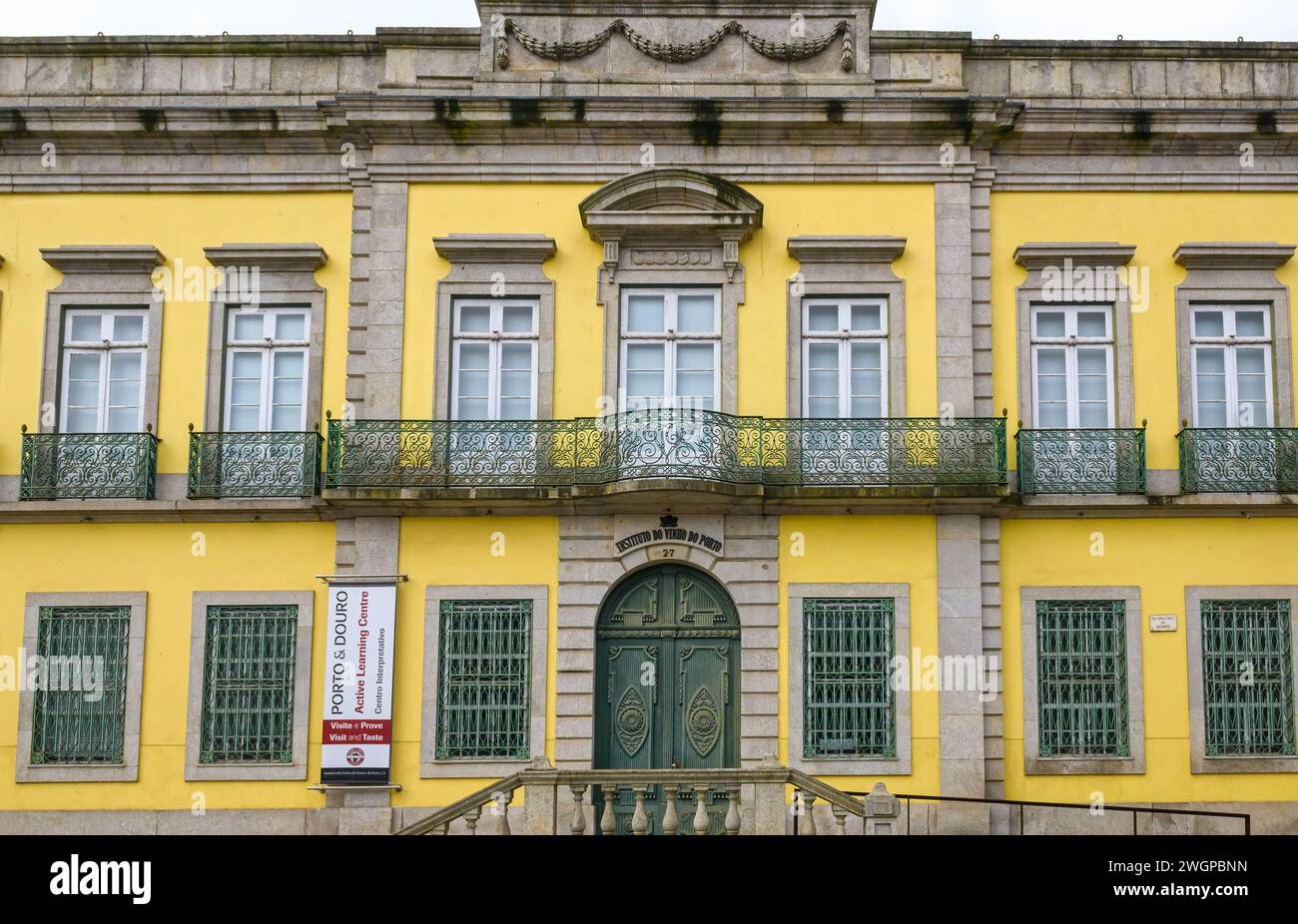 Architecture detail facade of building Instituto do Vinho do Porto ...